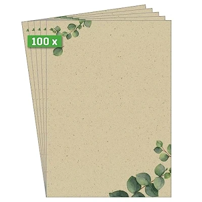 Afbeelding van Papier met motief Sigel, Eucalyptus, tweezijdig motief, gras papier, F