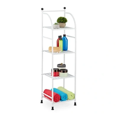 Afbeelding van Relaxdays badkamerrek metaal opbergrek badkamer stellingrek keuken 4 etages wit