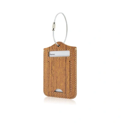 Afbeelding van Kofferlabel / Bagagelabel Houtpatroon Bruin