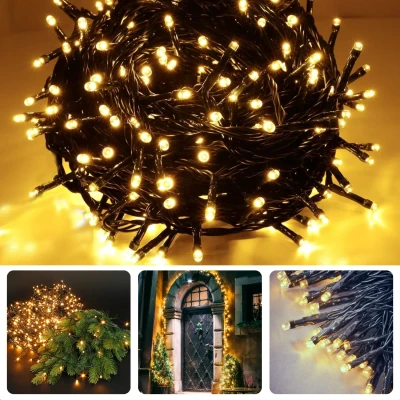 Afbeelding van Cheqo® Kerstverlichting Kerstboomverlichting Kerstlampjes 40 LED Warm Wit 3M Timer Buiten Energiezuin