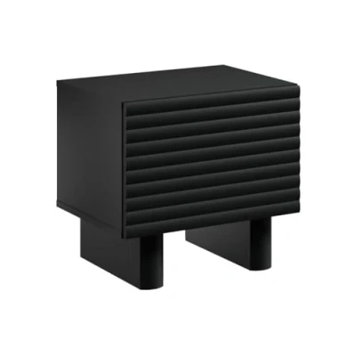 Afbeelding van Vente unique Nachtkastje 1 deur MDF Zwart LUDIMA L 50 cm x H 46.1 D 36.8