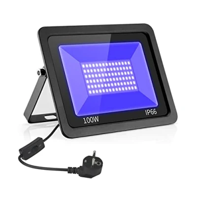Afbeelding van Eleganted 100 W led uv licht zwart 365 nm projector, IP66 waterdicht, ultraviolette ledlamp voor aquariumconcertfeest, podium, feest, Halloween, tuin