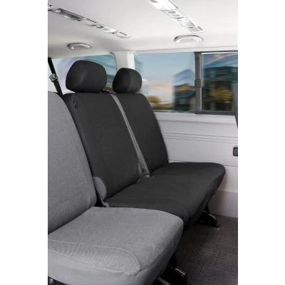Afbeelding van Autostoelhoes Transporter Fit van stof antraciet geschikt voor VW T5, Dubbele Bank achteraan