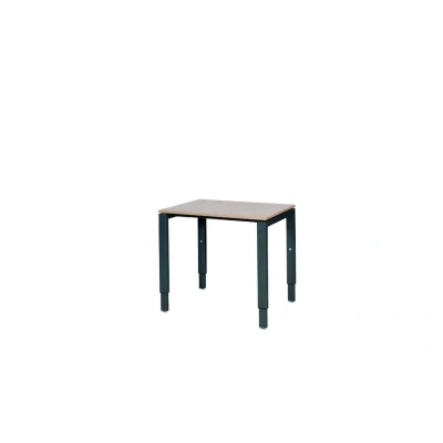 Afbeelding van Domino bureau, hoogte instelbaar (62 85cm) met 80x60cm &#039;zwevend&#039; havana/ kersen licht 25mm blad en zwart (RAL9005) N poot frame.