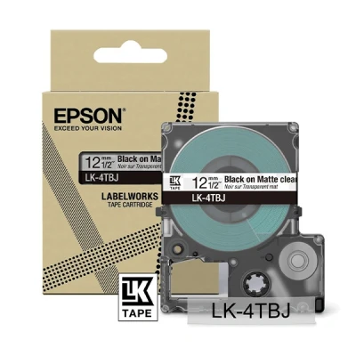 Image de Epson LabelWorks LK 4TBJ Noir sur fond transparent mat Rouleau (1,2 cm x 8 m) 1 cassette(s) boîte de suspension cartouche bande pour LW C410, C610