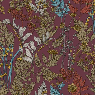 Afbeelding van BLOEMEN EN BLADEREN BEHANG Botanisch meerkleurig roze &quot;Architects Paper&quot; A.S. Création Floral Impression