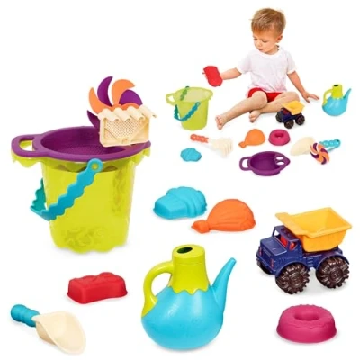 Afbeelding van B. toys by Battat Ready strandspeelgoedtas strandtas met 11 grappig zandspeelgoed kinderen vanaf 18 maanden