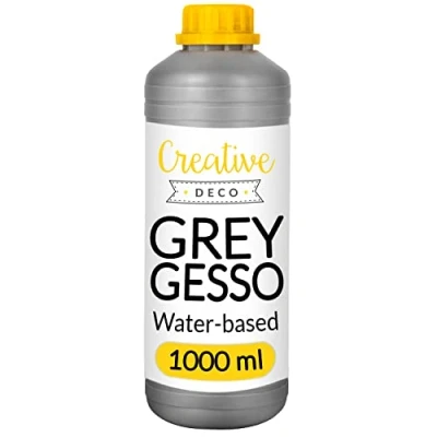 Afbeelding van Creative Deco Grijs Gesso Acryl Primer 1L Professionele Schildervoorbereiding Verfbasis