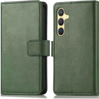 Afbeelding van iMoshion Hoesje Geschikt voor Samsung Galaxy S24 Met Pasjeshouder Luxe Bookcase Groen