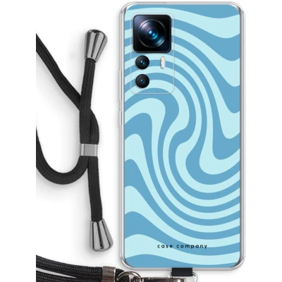 Afbeelding van Case Company® hoesje met Koord geschikt voor Xiaomi 12T Swirl Blauw Telefoonhoesje Zwart Bescherming aan alle Kanten en Over de Schermrand
