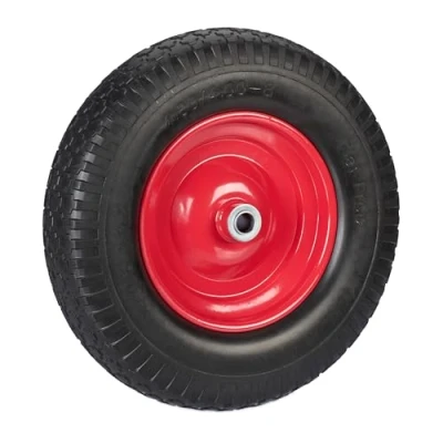Afbeelding van Relaxdays kruiwagenwiel 4.00 8 reservewiel kruiwagen antilek band stalen velg zwart