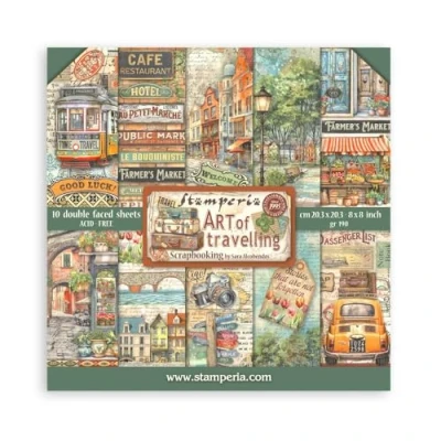 Afbeelding van Stamperia Art of Travelling 8x8 Inch Paper Pack (SBBS120)