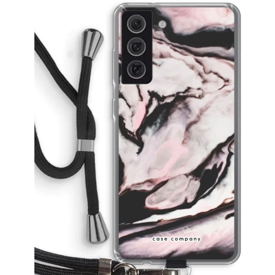 Afbeelding van Case Company® hoesje met Koord geschikt voor Samsung Galaxy S21 FE Roze stroom Telefoonhoesje Zwart Bescherming aan alle Kanten en Over de Schermrand