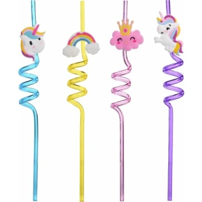 Afbeelding van Unicorn Herbruikbare Rietjes 4 Stuks Siliconen
