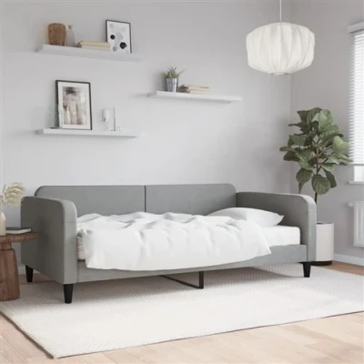 Afbeelding van vidaXL Slaapbank met matras 100x200 cm stof lichtgrijs