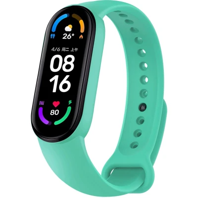 Afbeelding van iMoshion Bandje Geschikt voor Xiaomi Mi band 5 / 6 Siliconen inkliksysteem ronde sluiting Mintgroen