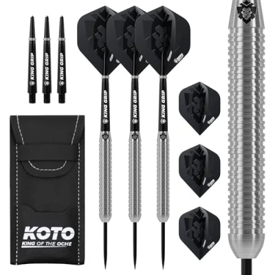Afbeelding van KOTO Kingcontrol 90% Tungsten Darts, 32 Gram Steeltip Dartpijlen Van Wolfraam, Professionele Stalen Punt DartSet Met 3 Pijlen en 6 Shafts, Dart Wallet