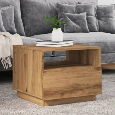 Afbeelding van Salontafel met LED verlichting 50x49x40 cm artisan eikenkleurig