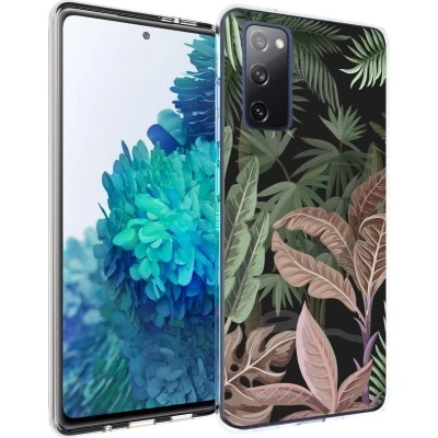 Afbeelding van iMoshion hoesje Siliconen Geschikt voor Samsung Galaxy S20 FE Design Groen / Roze Tropical Jungle