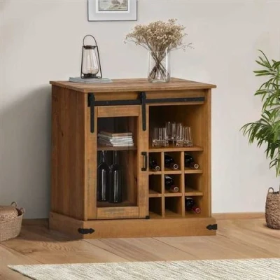 Afbeelding van vidaXL Dressoir HALDEN met schuifdeur 80x40x80 cm massief hout