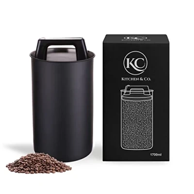 Afbeelding van Luchtdichte koffiepot voor 500 g koffiebonen met vacuümdeksel (koffiecontainer, thee, roestvrijstalen container opslag aromasluiting, voorraadpot