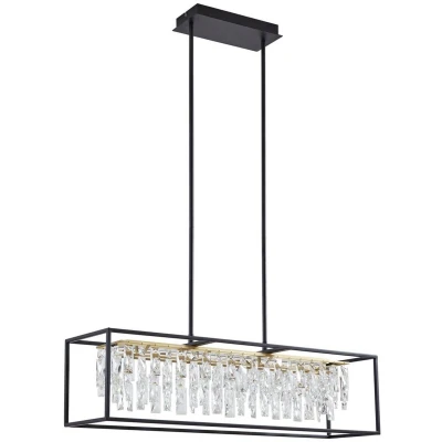 Afbeelding van Lucande Hanglampen met dimmer 1licht Ijzer, plastic goud, kristal, zwart Inclusief lichtbron