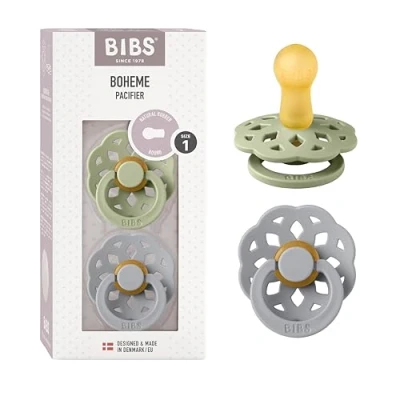 Afbeelding van BiBS Boheme Pacifier Stage 1 Fopspeen 2 stuks Sage / Cloud