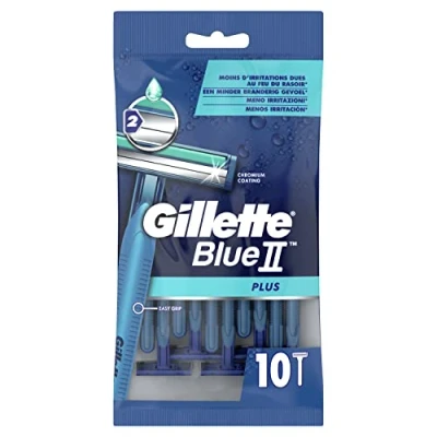 Image de Gillette Blue II Plus Rasoirs Jetables Homme, 10 unités