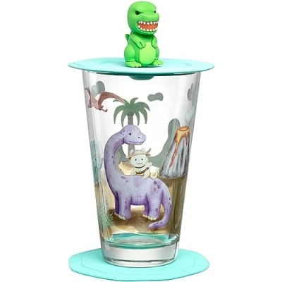 Afbeelding van Leonardo, Kinderservies + bestek, Avventura 300 ml kinderdrinkglas, 3 stuks, dinosaurus