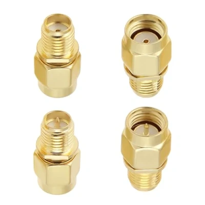 Afbeelding van YINETTECH Set van 4 SMA coaxiale connectoren, rechte connector SMA/RP mannelijk naar RP SMA/SMA vrouwelijk, RF adapter voor antennes, wifi, coaxkabel, audio
