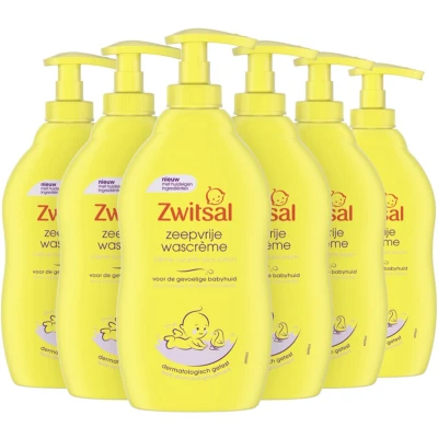 Afbeelding van Zwitsal Zeepvrije Wascreme 6 x 400ml Voordeelverpakking