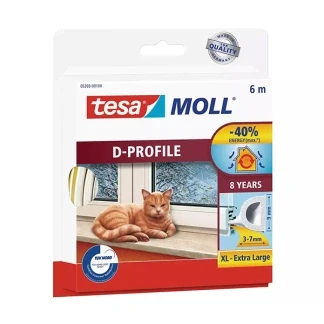 Afbeelding van Tesa Tochtband D profiel 6m x 3 7mm wit