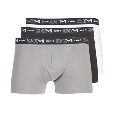 Image de DIM Homme Coton Stretch Respirant Maintien Optimal x3 Boxer, Noir/Gris/Blanc, L