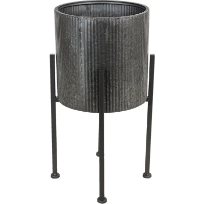 Afbeelding van Clayre &amp; Eef Planthouder Ø 30x60 cm Grijs Metaal Rond Bloempot binnen