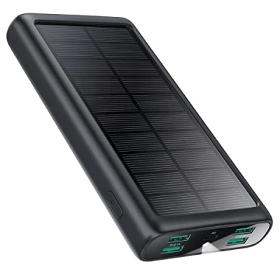 Afbeelding van Power Bank 26800mAh externe batterij met 5 uitgangen, USB C (ingang en uitgang) draagbare 15W PD 3A snel opladen oplader led zaklamp, IP65 zonne voor iPhone