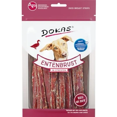 Afbeelding van Dokas Hunde Snack Entenbrust in Streifen 12x70g