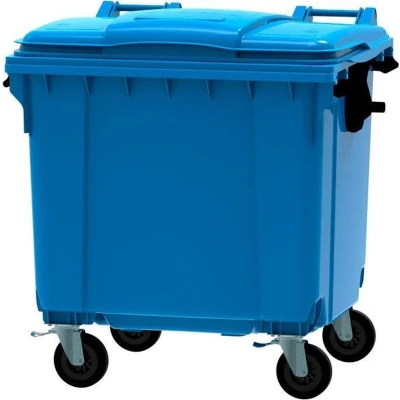 Afbeelding van Container 1100 liter vlak deksel blauw