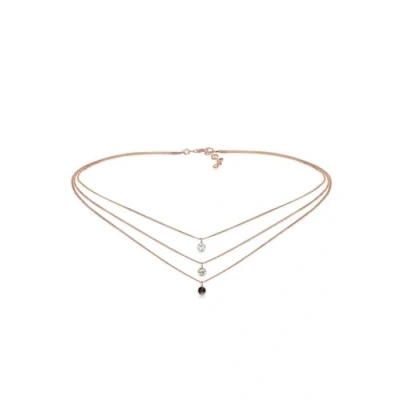 Afbeelding van Elli Ketting Choker Layer Boho Kristallen 925 Zilver Roos Verguld