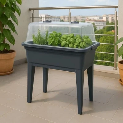 Afbeelding van Jardinière surélevée avec couvercle, bac à épices, pot de culture, plantes, légumes, fleurs, jardin, potager,