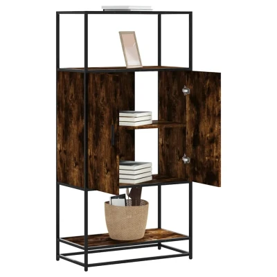 Afbeelding van vidaXL Hoge kast 68x35x139cm bewerkt hout en metaal gerookt eikenkleur