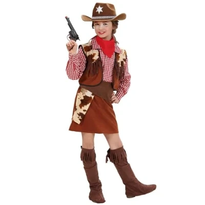 Afbeelding van Cowboy kostuum meisje deluxe Maatkeuze: Maat 140