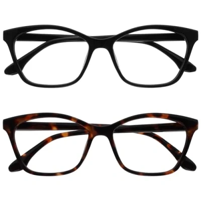 Image de OPULIZE KAT Lunettes de lecture Monture élégante œil chat Hommes et femmes Charnières à ressort R59, Noir brillant Marron Carey, +1.00 Dioptrías