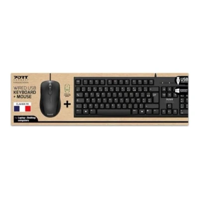Afbeelding van Port Designs 900900 toetsenbord Inclusief muis Kantoor USB AZERTY Frans Zwart