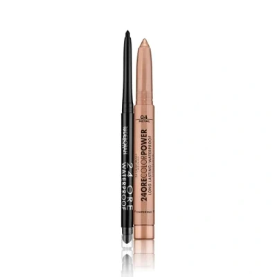 Afbeelding van Deborah Milano Set de maquillage pour les yeux 24 Heures Automatique Waterproof 01 Noir et Fard à Paupières en Stick Color Power, 4 Warm Brown, Effet Long Lasting