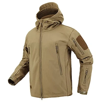 Afbeelding van LiliChan Tactische militaire jas voor heren, waterdicht, outdoorsport, jacht, militair, activiteiten in openlucht, Khaki (stad)