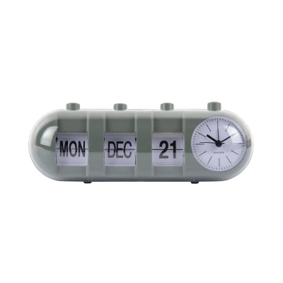 Afbeelding van Karlsson Wekker Retro Tube Calendar Flip Jungle groen