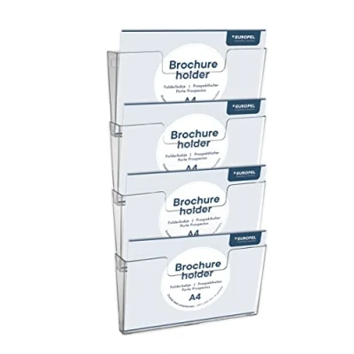 Afbeelding van Folderhouder Europel 4x A4 wand liggend koppelbaar transparant