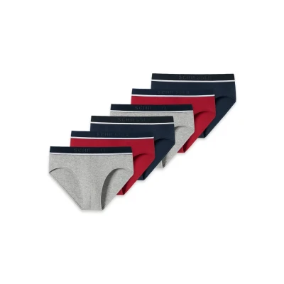 Afbeelding van Schiesser 6 PACK Slip, Heren, Maat: Medium, Grau rot blau