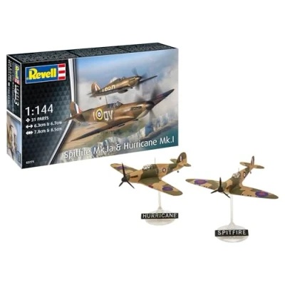 Afbeelding van 1:144 Revell 03771 Spitfire Mk.1a &amp; Hurricane Mk.1 Propeller Vliegtuigen Plastic Modelbouwpakket