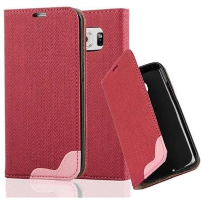 Afbeelding van Cadorabo Hoesje geschikt voor Samsung Galaxy S6 EDGE in ROZE ROOD Beschermhoes met standfunctie en kaartvak bastlook Book Case Cover Etui